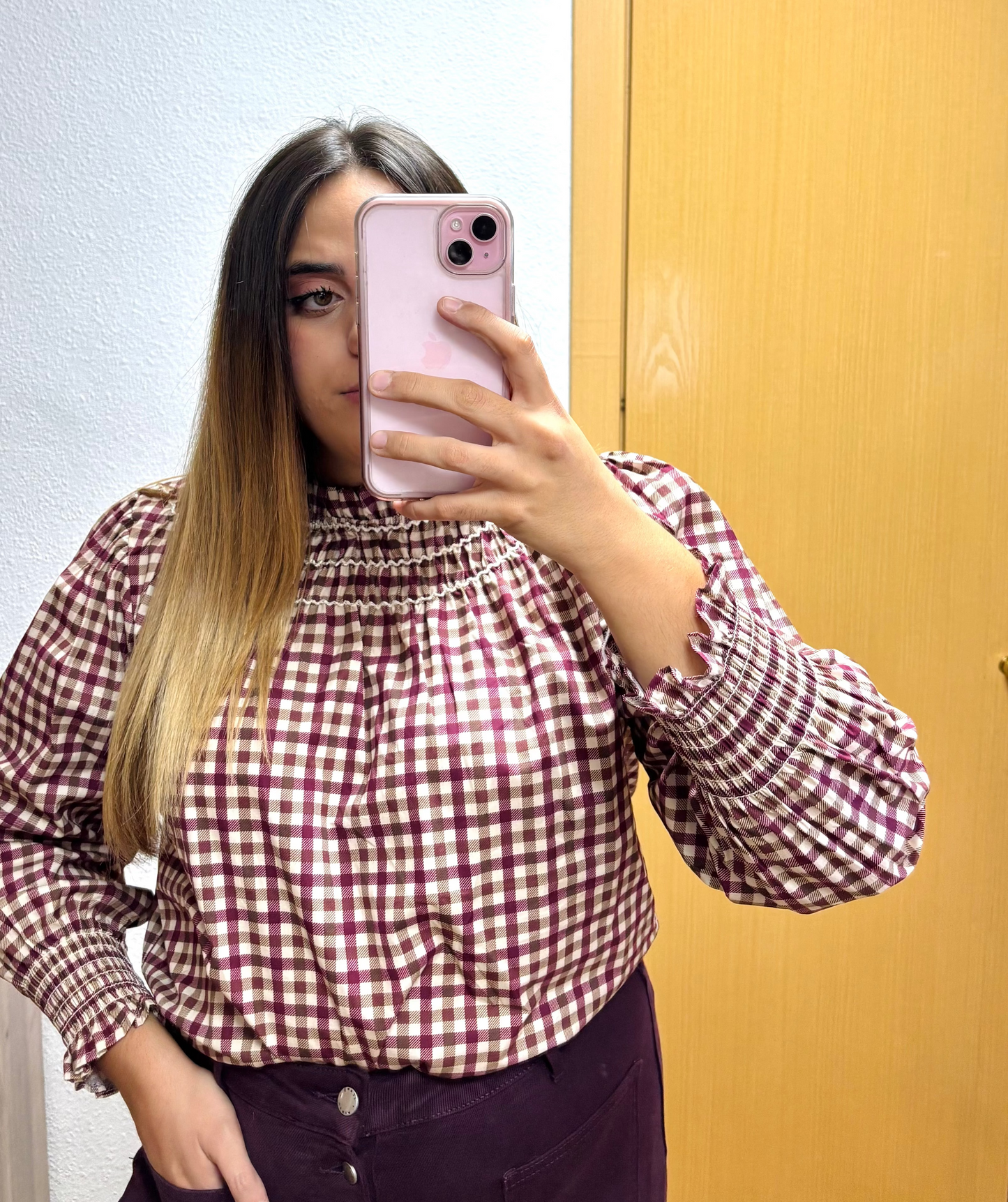 Blusa Vichy Burgundy