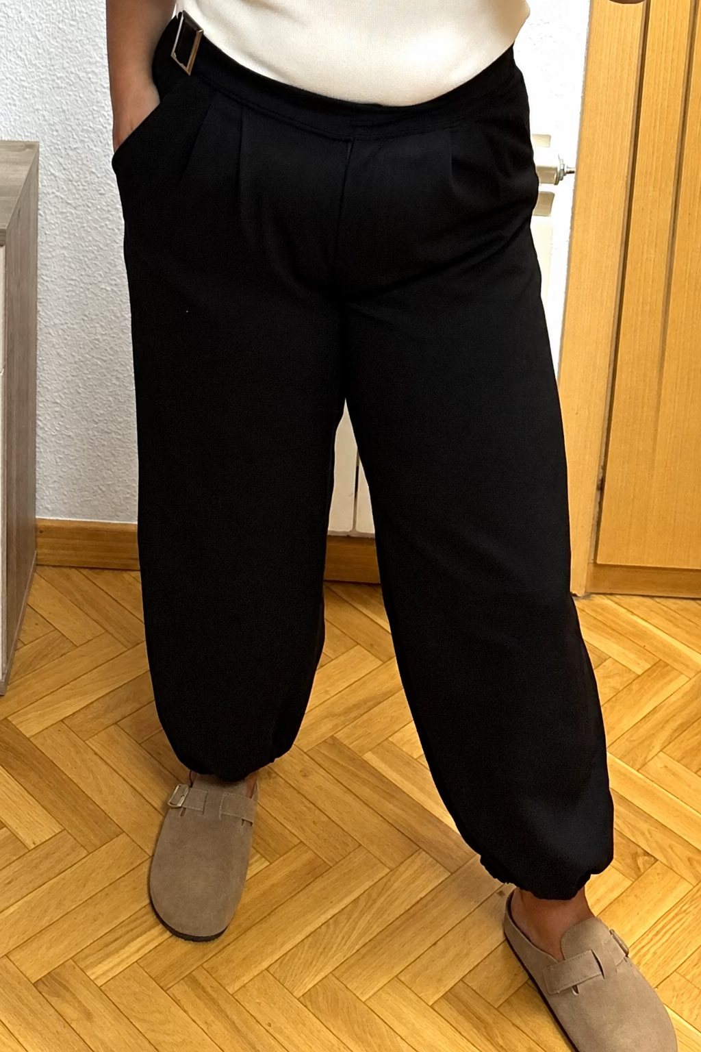 Pantalon Bombacho Hebilla Negro